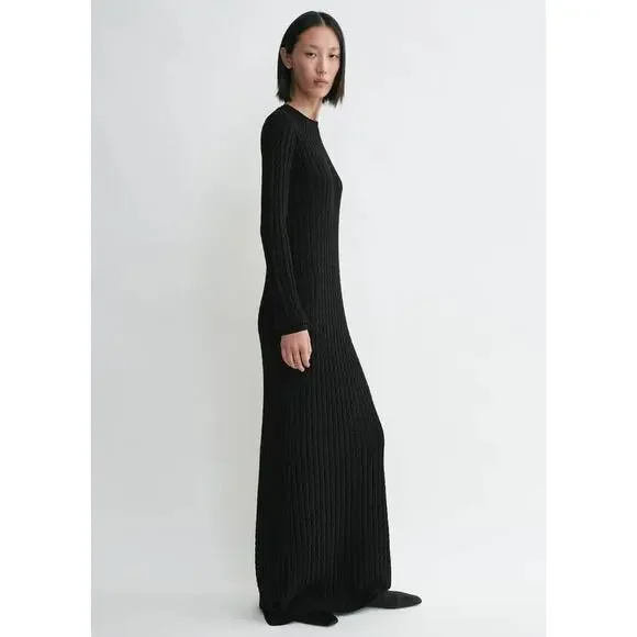 TOTEME Cable Knit Maxi Dress in Black XXS - Picture 3 of 4